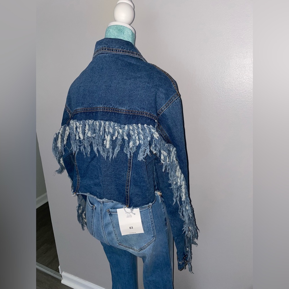 Blue Denim Fringe Jacket - Picture 10 of 10
